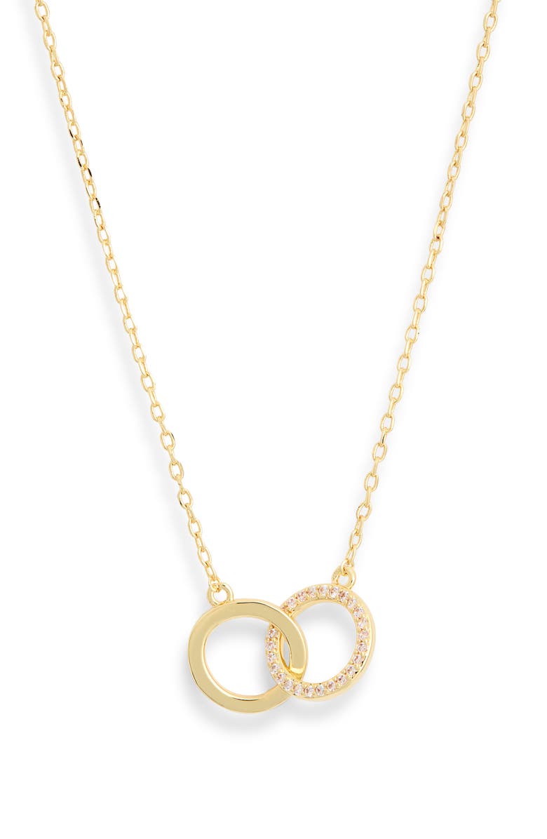 NORDSTROM RACK Demi Fine Cubic Zirconia Interlocking Circle Pendant Necklace, Main, color, Clear- Gold