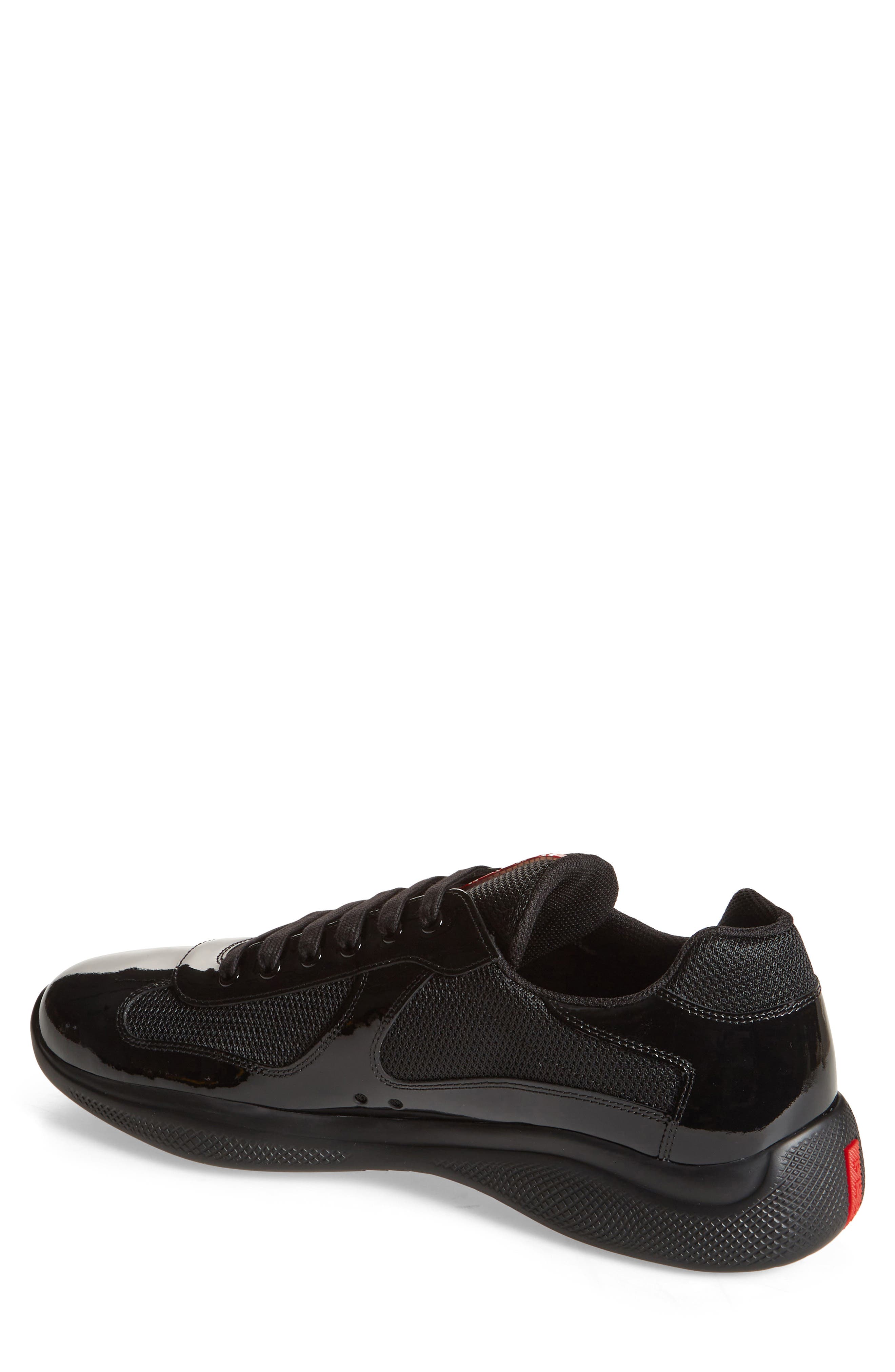 Prada America's Cup Vernice Bike Low Top Sneaker, Alternate, color, Nero