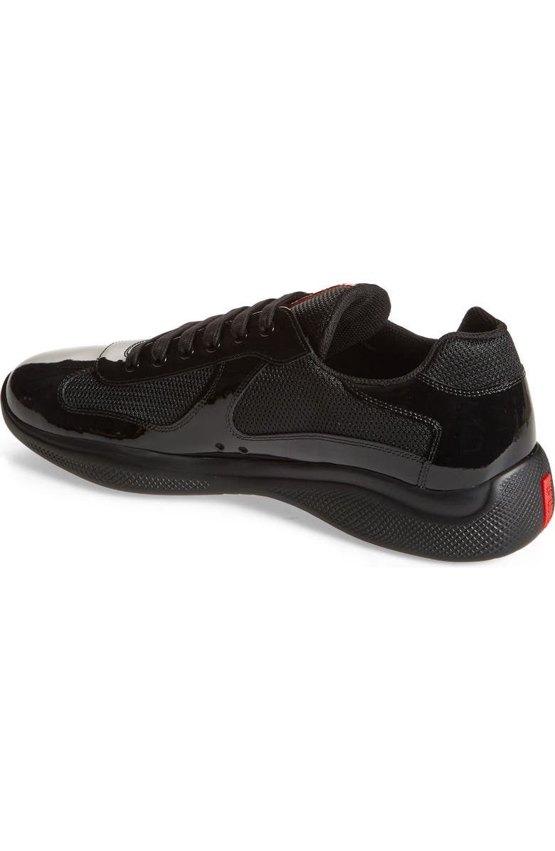 Prada America's Cup Vernice Bike Low Top Sneaker, Alternate, color, Nero