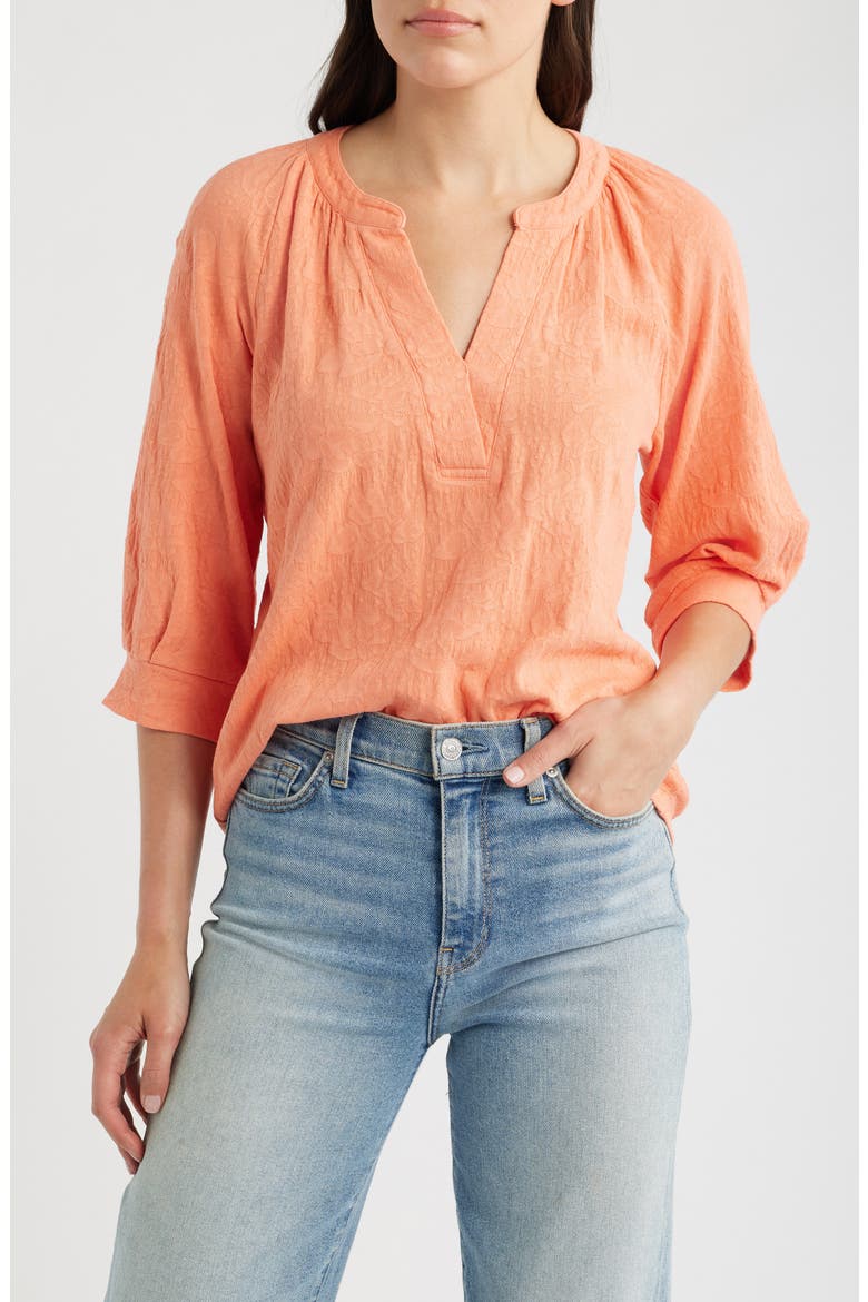 Lace Split Neck Top, Main, color, CALYPSO