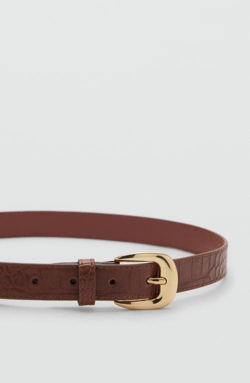 Mango Croc Embossed Faux Leather Belt In Brown