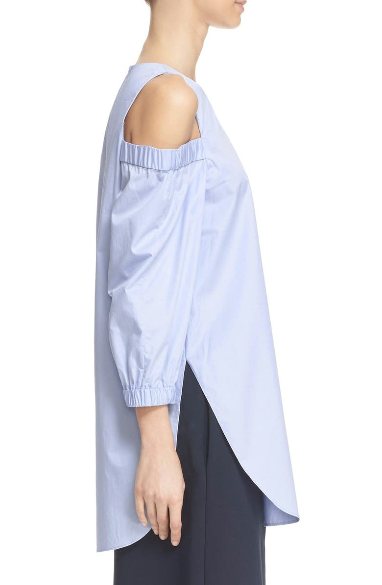 Tibi Satin Poplin Cold Shoulder Top, Alternate, color, 