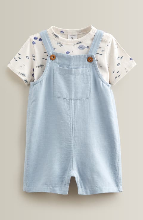 Cotton Bodysuit & Shortalls Set (Baby)