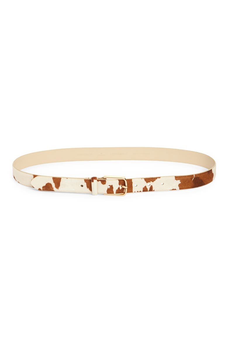 Yvette Genuine Calf Hair Belt, Main, color, BROWN WHITE COW- GOLD