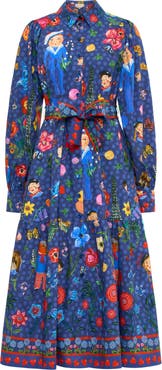 Maison Common Printed Cotton Poplin Dress With Belt