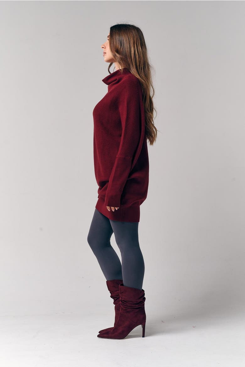Slouch Neck Dolman Sweater Dress, Alternate, color, Burgundy