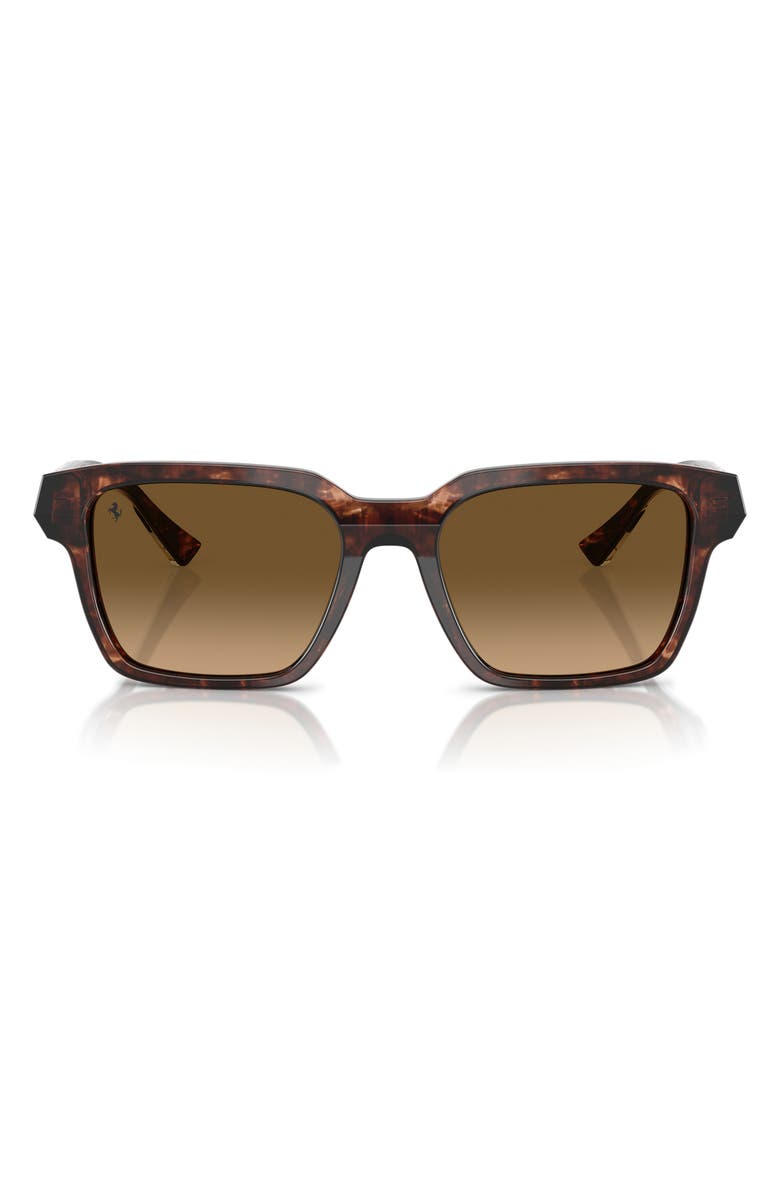 Scuderia Ferrari 55mm Polarized Square Sunglasses, Main, color, Caramel Havana / Brown