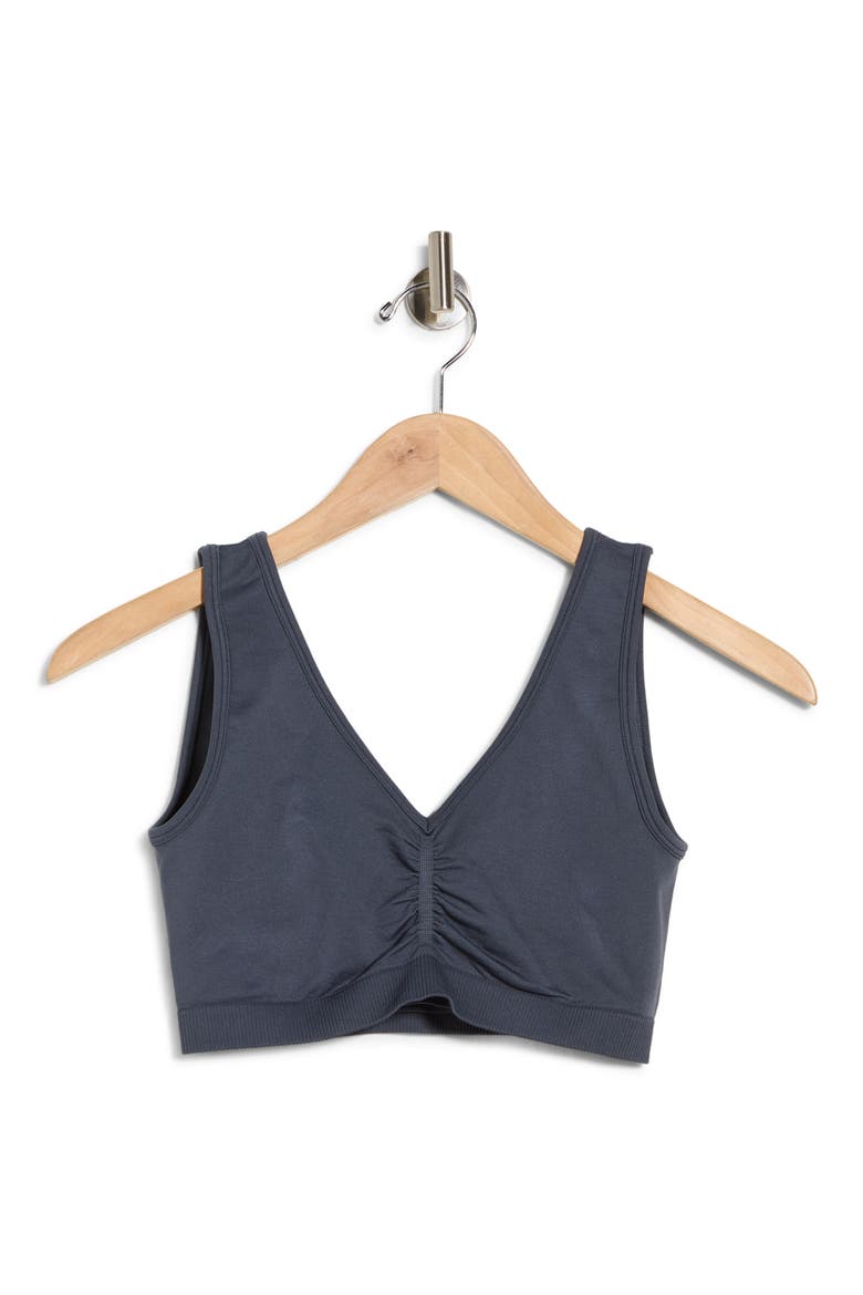 Ruched Longline Seamless Bra, Alternate, color, NAVY ARMADA