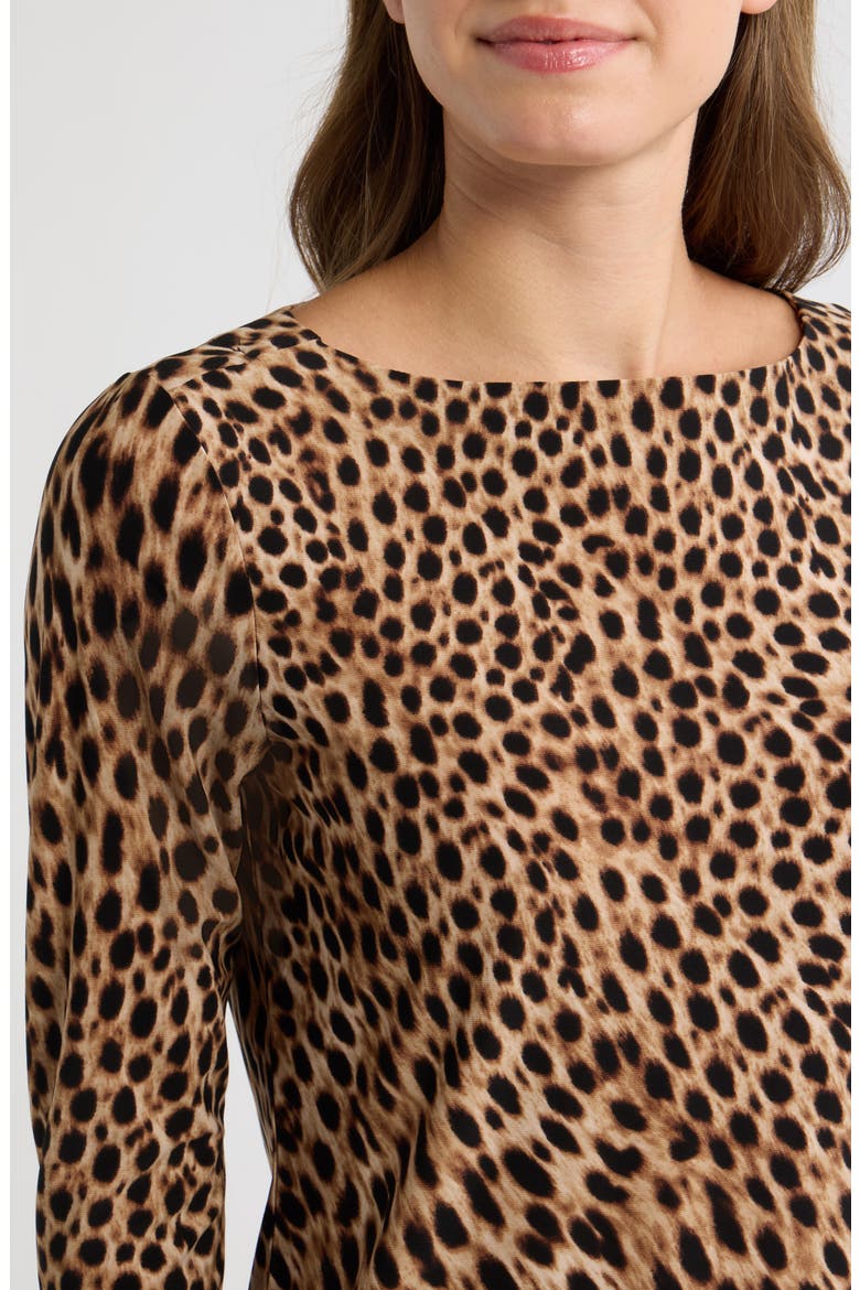 Button Cuff Boat Neck Top, Alternate, color, VICUNA MULTI