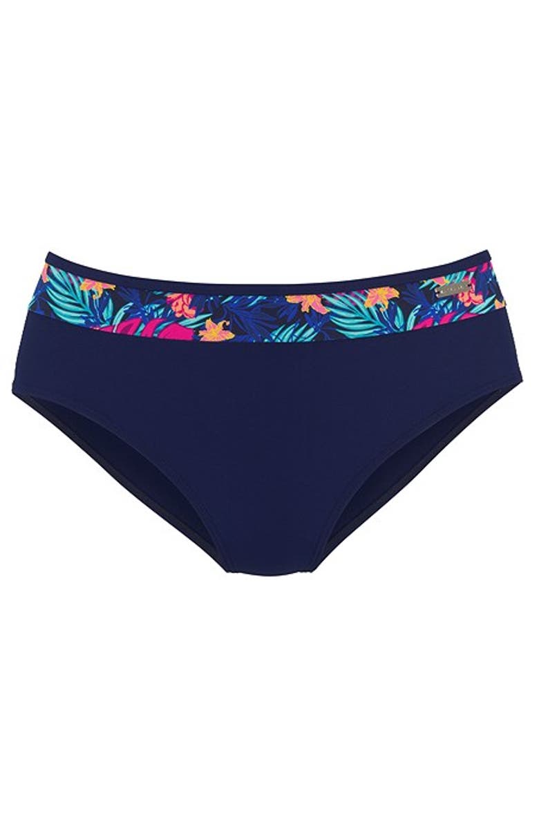 LASCANA Contrast Print High Waisted Bikini Bottom, Alternate, color, Navy & Pink