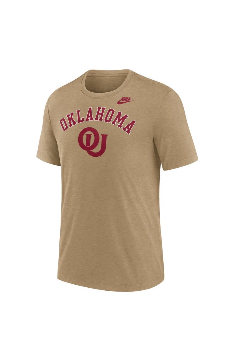 Nike Men's Nike Heather Light Brown Oklahoma Sooners Legacy Arch Tri-Blend T-Shirt, Alternate, color, Light Brown