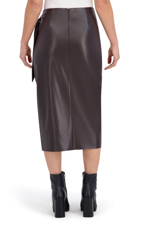 Ookie & Lala Supersoft Faux Leather Side Tie Midi Skirt In Black