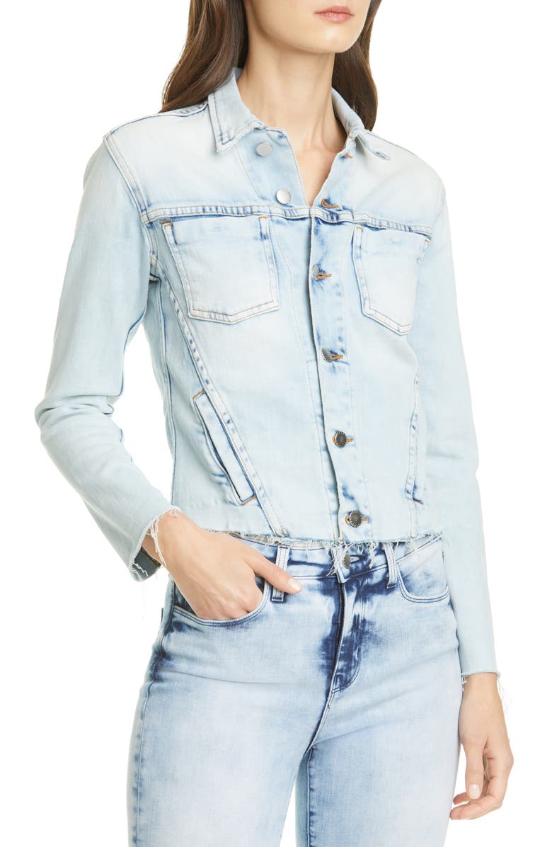 L'AGENCE Janelle Raw Cut Slim Denim Jacket, Alternate, color,