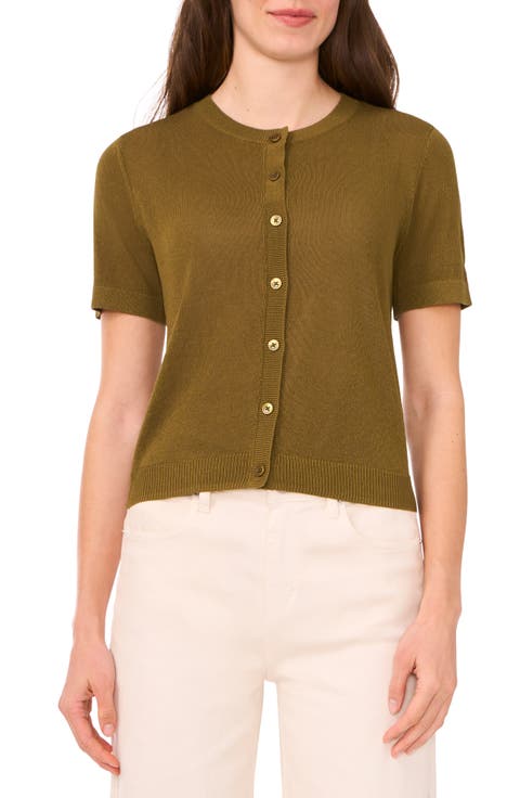 Short Sleeve Button-Up Sweater