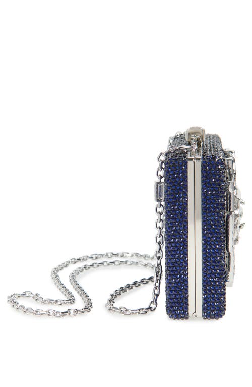 Judith Leiber Couture Lillian Sleek Crystal Embellished Clutch In Silver Dark Indigo Multi
