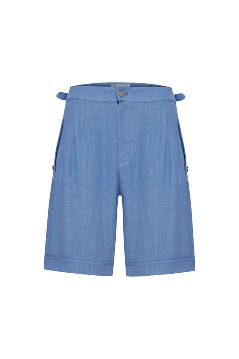 Lucia Denim Linen Shorts - High-Waisted Summer Shorts