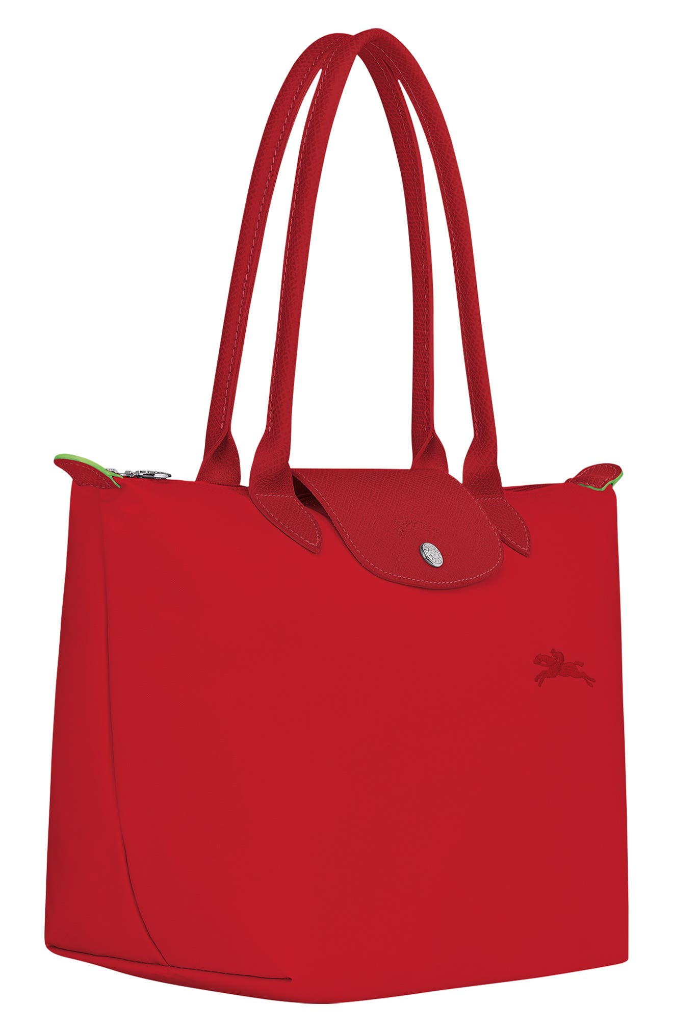 Longchamp Medium Le Pliage Green Recycled Canvas Shoulder Tote Bag, Alternate, color, Tomato