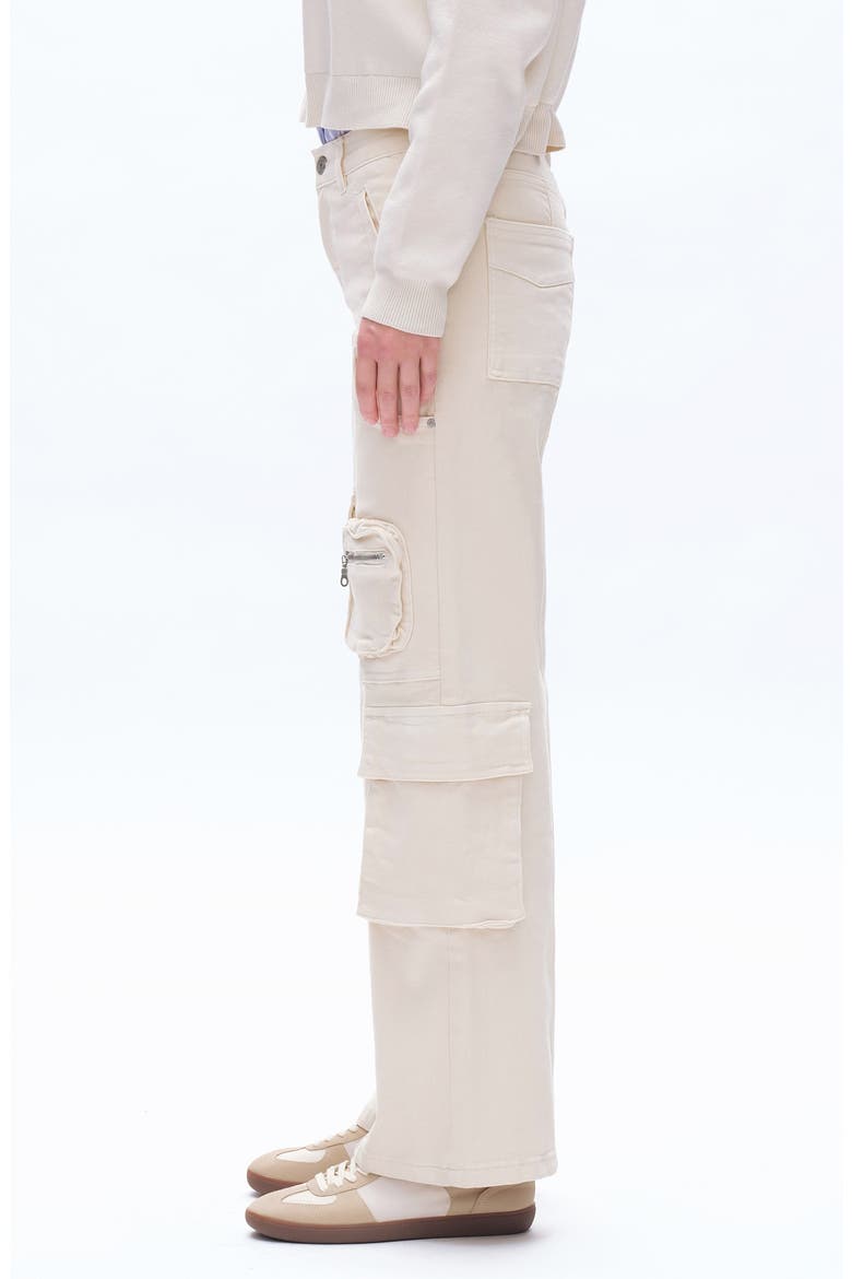 Paneled Wide Leg Cargo Jeans, Alternate, color, OFF WHITE