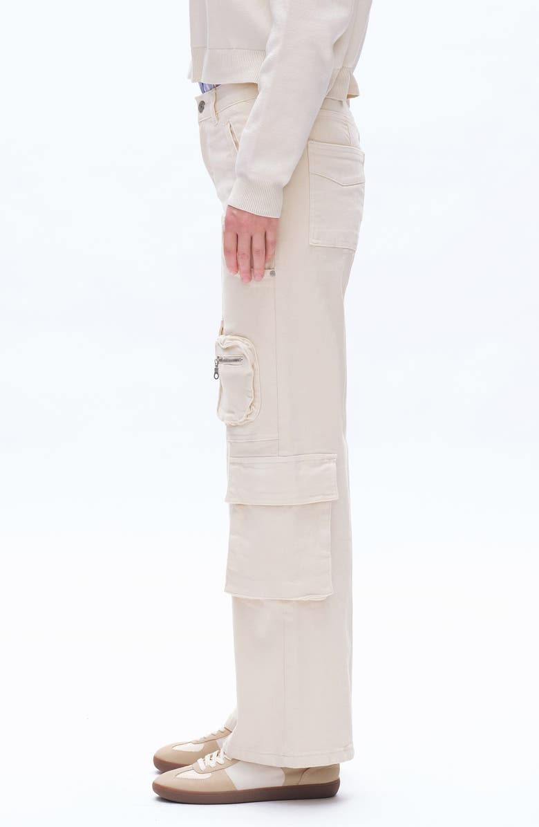 Bayeas Paneled Wide Leg Cargo Jeans, Alternate, color, Off White