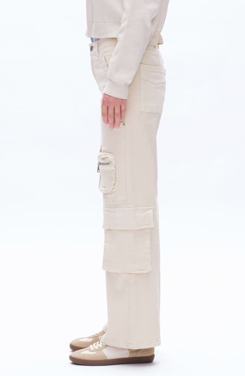 Bayeas Paneled Wide Leg Cargo Jeans In White
