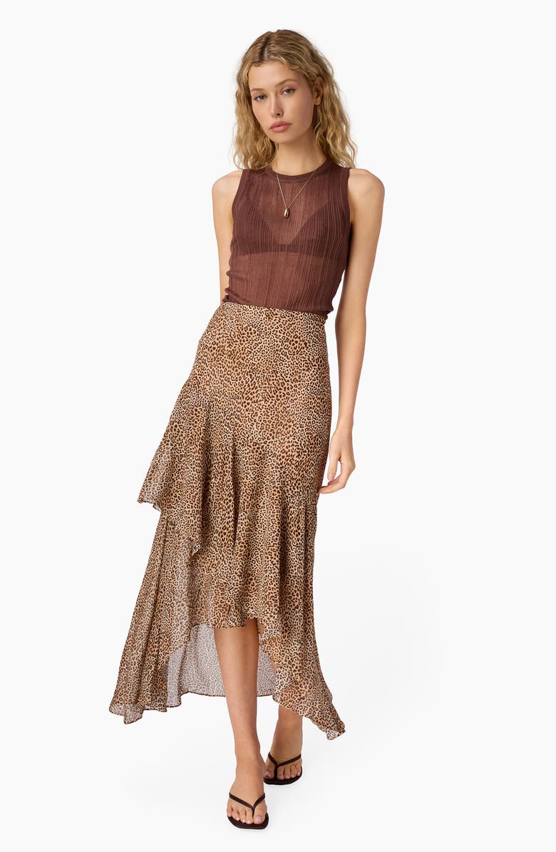 CAMI NYC Yazmeena Asymmetric Ruffle Chiffon Skirt, Alternate, color, Leopard