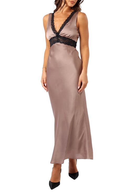 Brennan Lace Trim Satin Maxi Dress