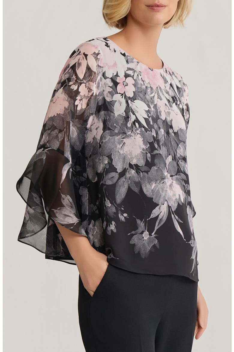 Floral Print Ruffle Sleeve Top, Alternate, color, TUTU PINK MULTI