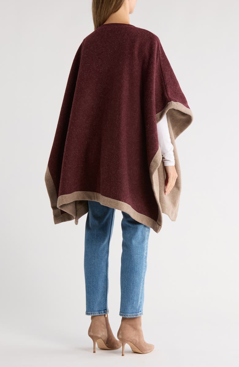 Nanette Lepore Two-Tone Buckled Ruana, Alternate, color, Burgundy