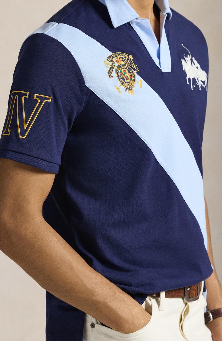 Polo Ralph Lauren Classic Fit Crest Jersey Graphic Polo, Alternate, color, Newport Navy/ Office Blue
