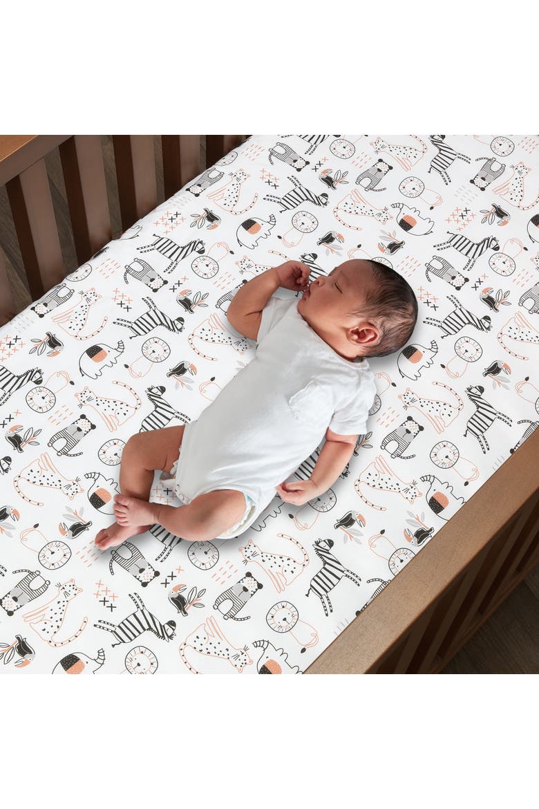Patchwork Jungle 5-Piece Nursery Baby Crib Bedding Set, Alternate, color, Cream