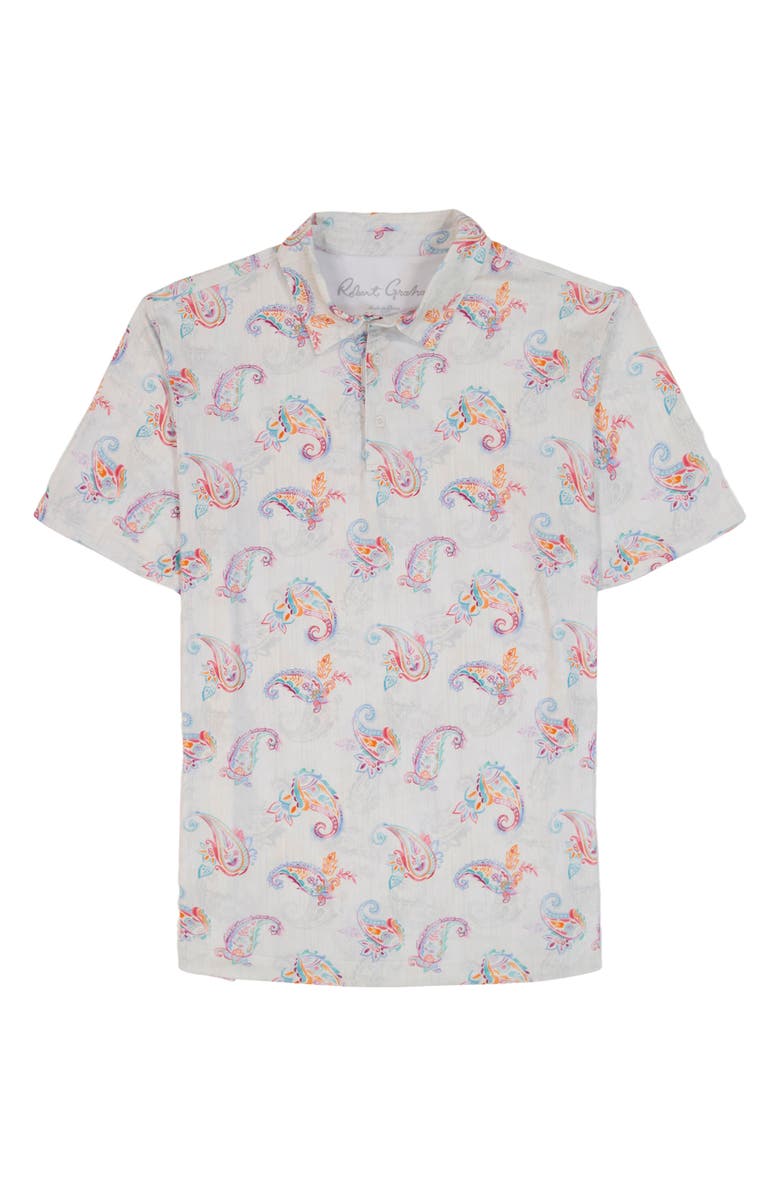 Robert Graham Keltz Paisley Performance Golf Polo, Alternate, color, White Multi
