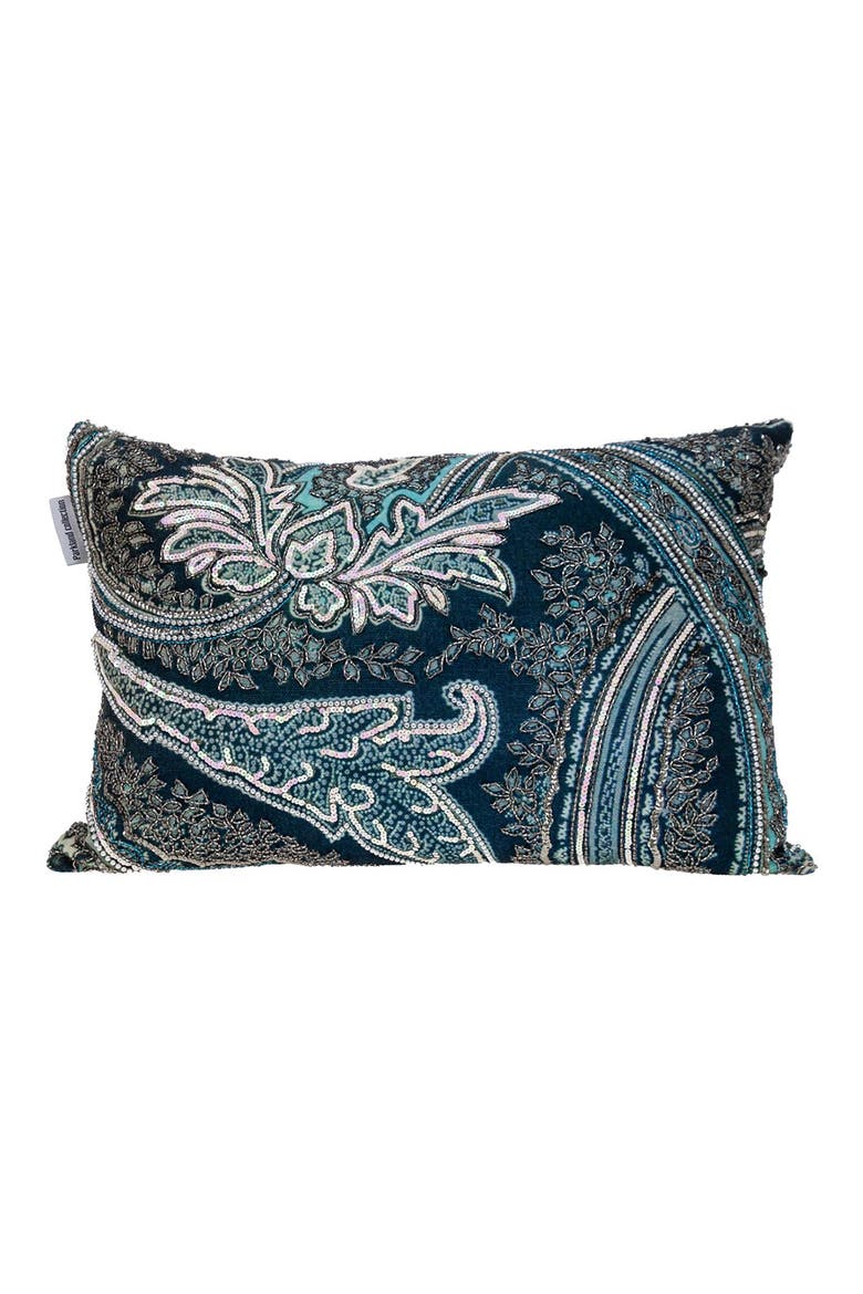 Lilia Bead-Embellished Accent Pillow, Main, color, MULTICOLOR