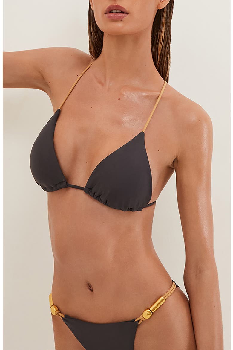 Nancy T-Back Beaded Triangle Bikini Top, Alternate, color, GREY
