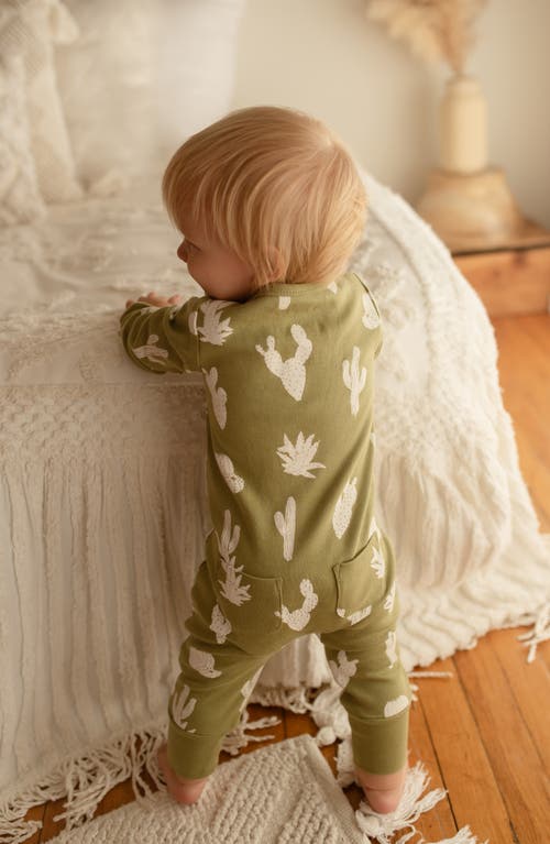L'ovedbaby Print Organic Cotton Romper In Sage Cactus