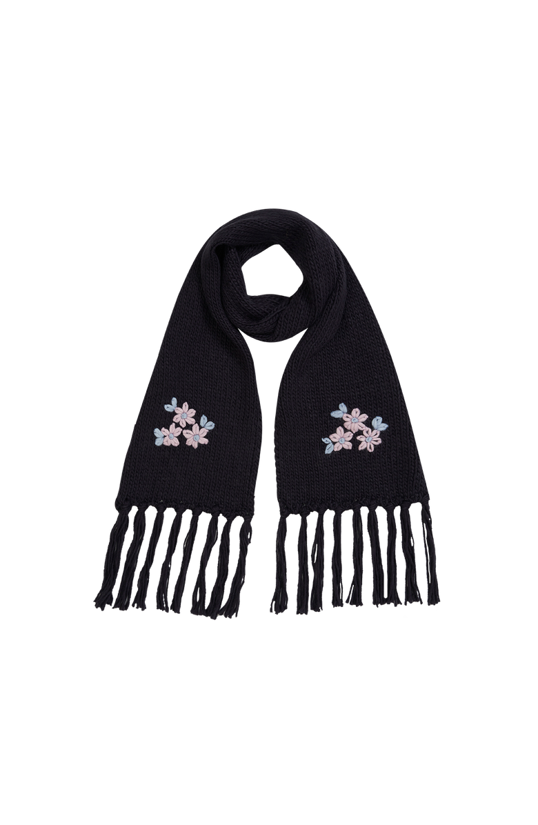 Fable England Forget-Me-Not Knitted Scarf, Main, color, Navy