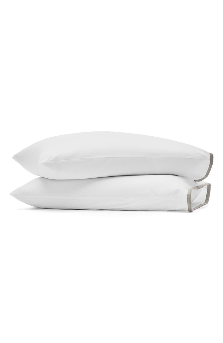 Boll & Branch Framed Percale Pillowcases, Main, color, White/ Pewter
