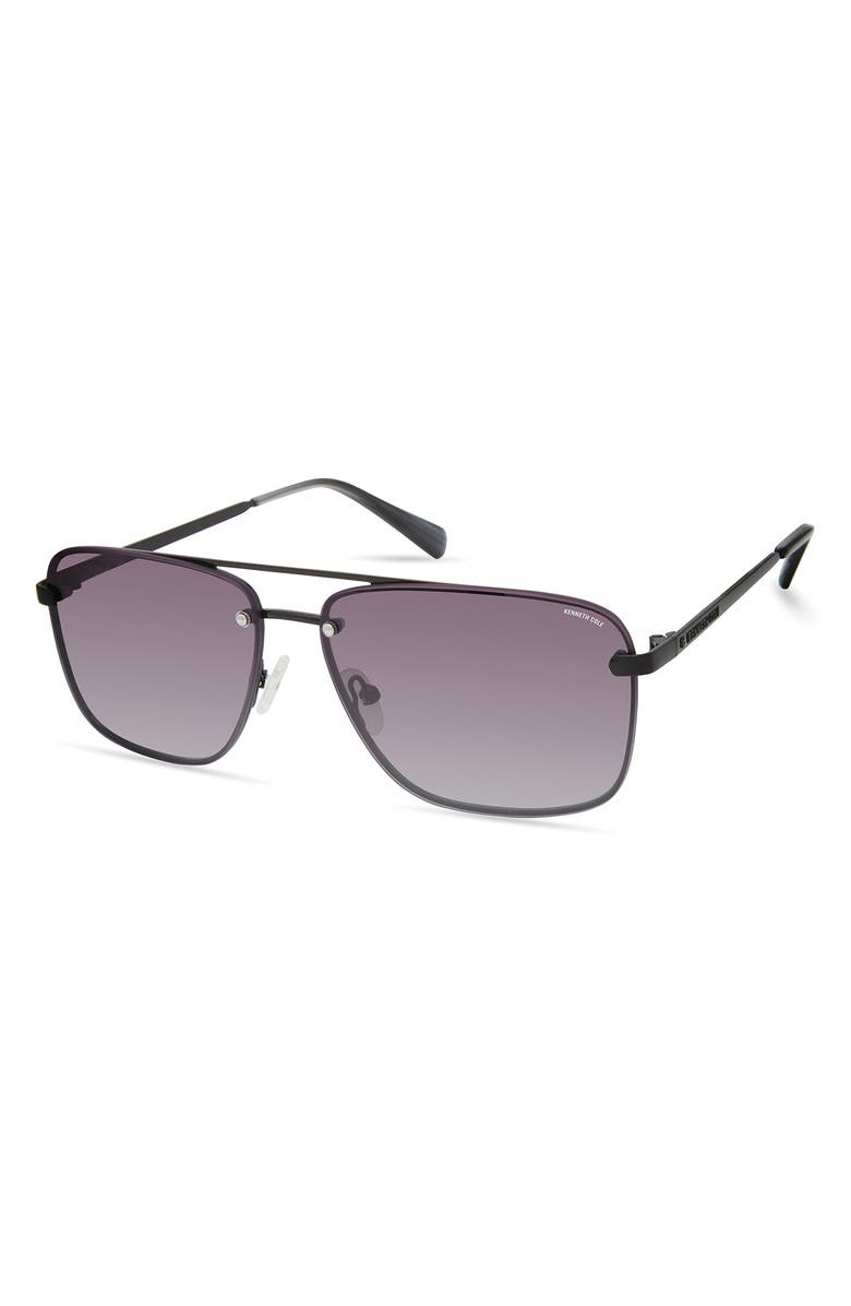 Kenneth Cole 61mm Navigator Sunglasses, Alternate, color, Shiny Black / Gradient