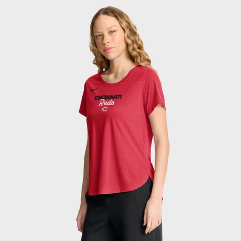 Women's Nike Heather Red Cincinnati Reds Arched Tri-Blend T-Shirt