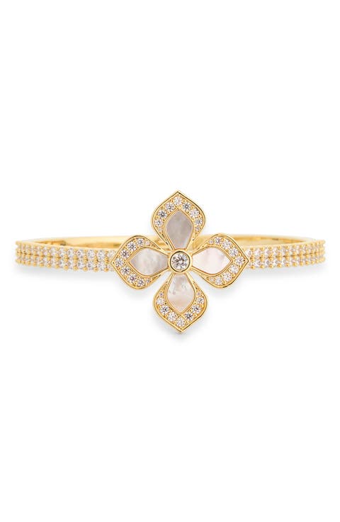 Colette Cubic Zirconia Flower Cuff Bracelet