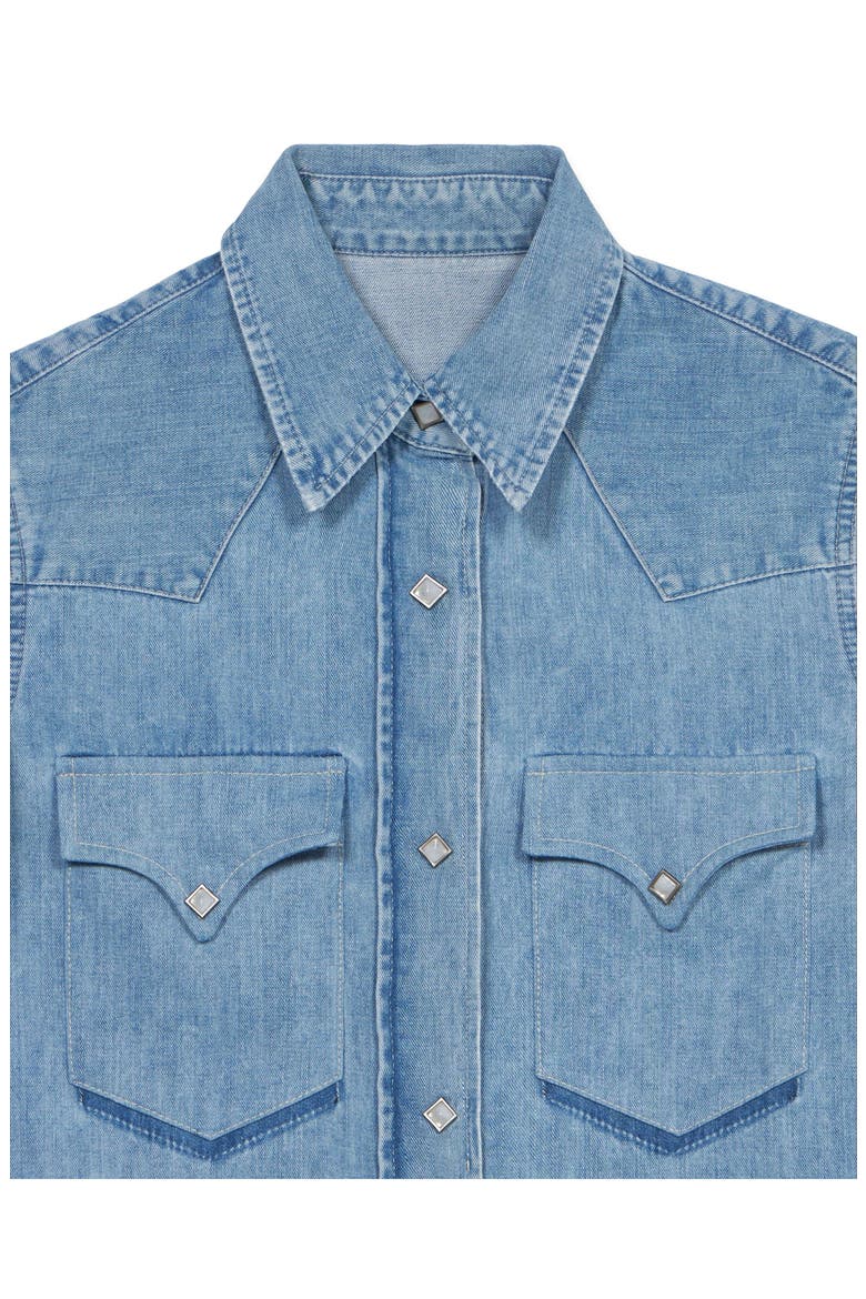 Caracas Bleach Wash Denim Shirt, Alternate, color, PALE BLUE