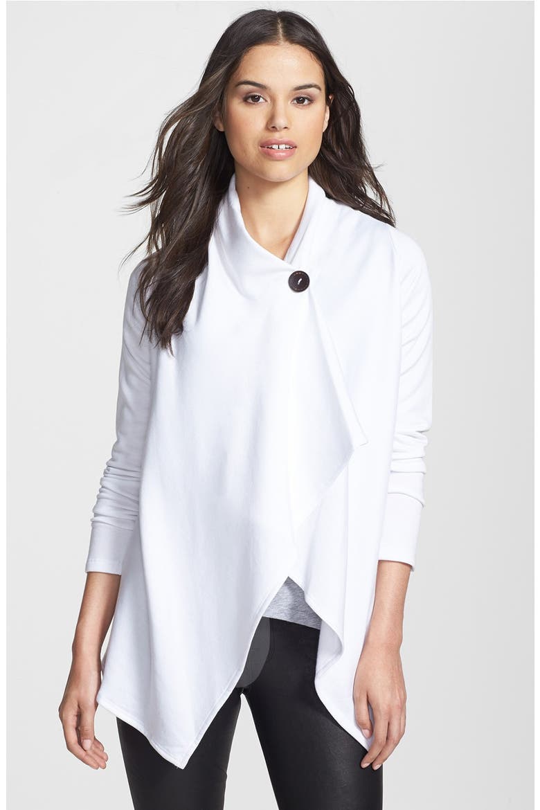 One-Button Fleece Wrap Cardigan, Main, color, WHITE
