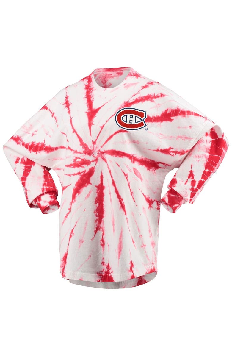 SPIRIT JERSEY Women's Red Montreal Canadiens Spiral Tie-Dye Long Sleeve T-Shirt, Alternate, color, Red