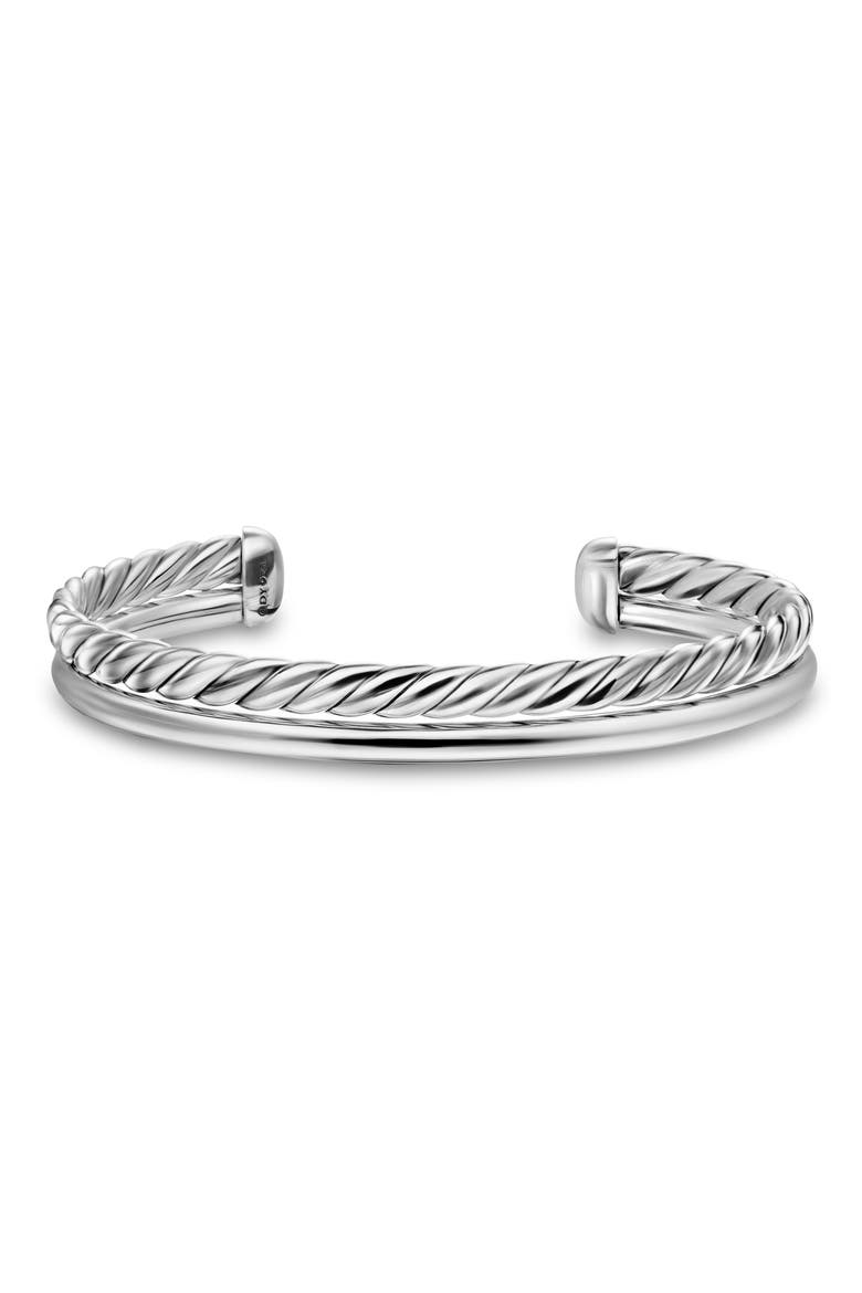 DY Mercer® Two Row Cuff Bracelet in Sterling Silver, 8mm, Alternate, color, SILVER