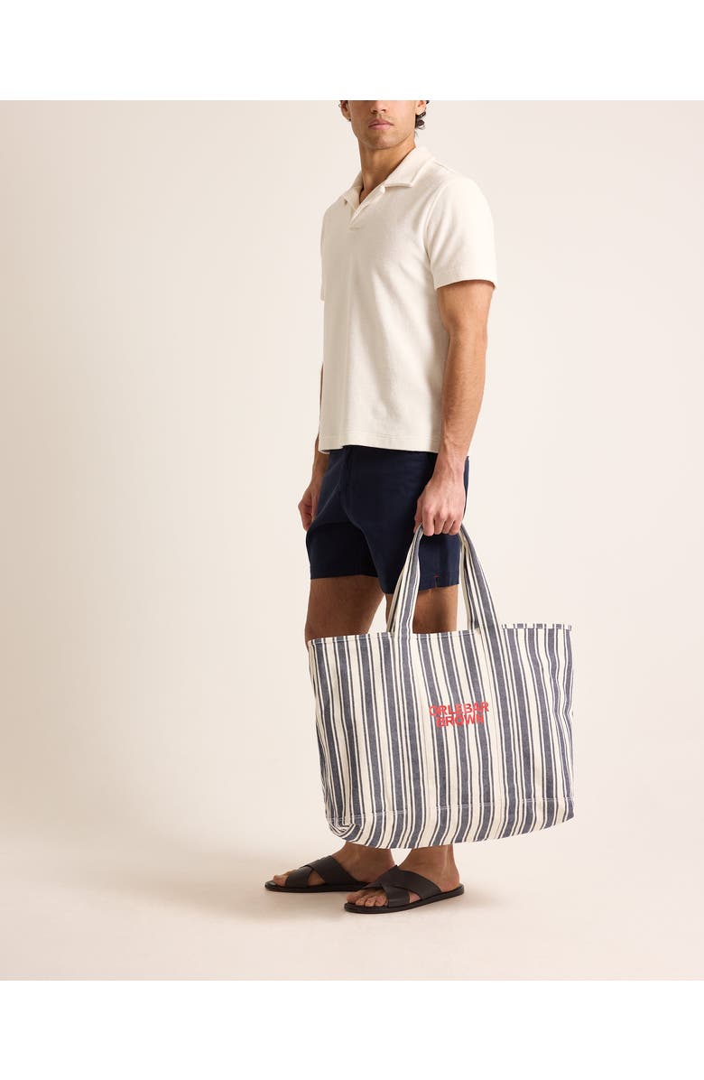Orlebar Brown The Beach Bound Bag Canvas Stripe Beach Bag, Main, color, Shore Blue/Chai