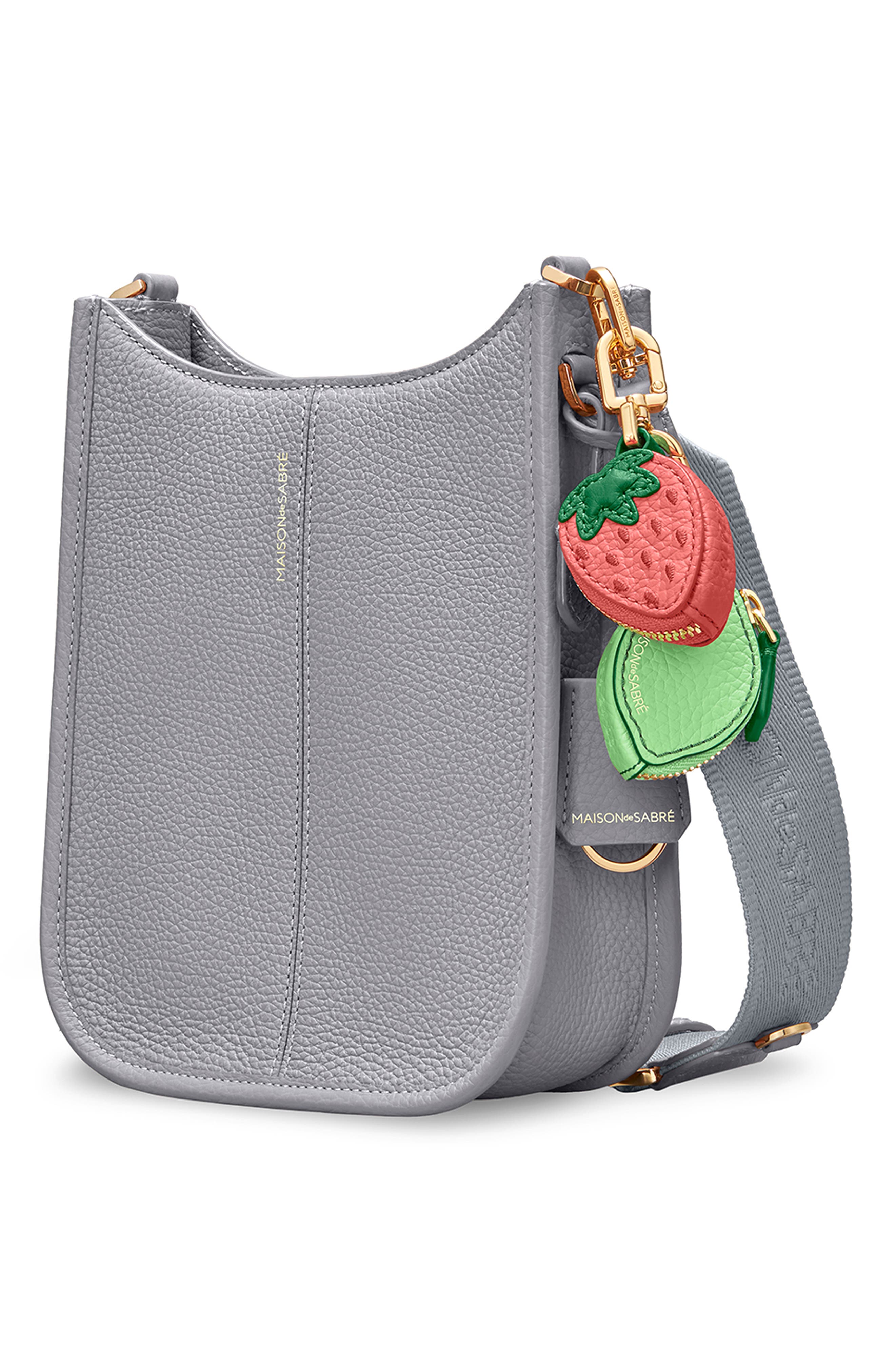 Leather Mini Saddle Bag, Alternate, color, Dove Grey