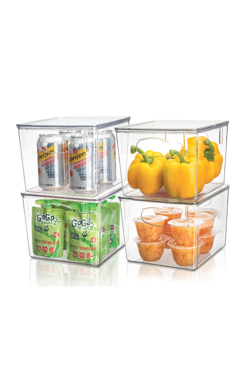 SORBUS Clear Fridge Bin - Set of 4, Alternate, color, Clear