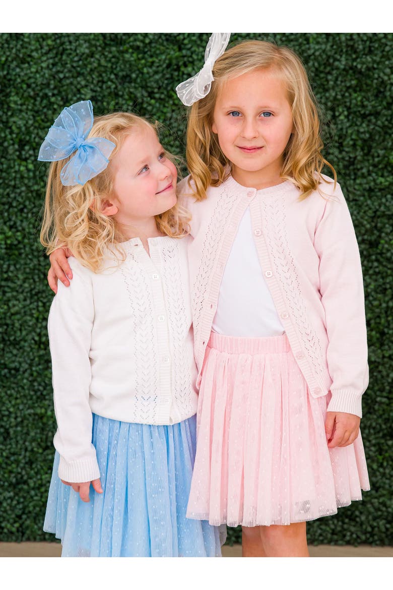 Girls Lightweight Pointelle Cardigan, Alternate, color, Baby Pink