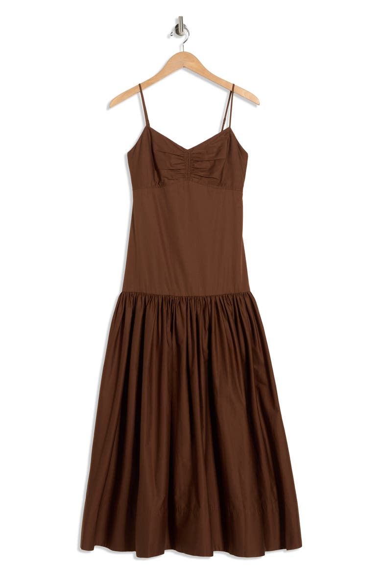 Harper Ruched Cotton Maxi Dress, Alternate, color, MILK CHOCOLATE