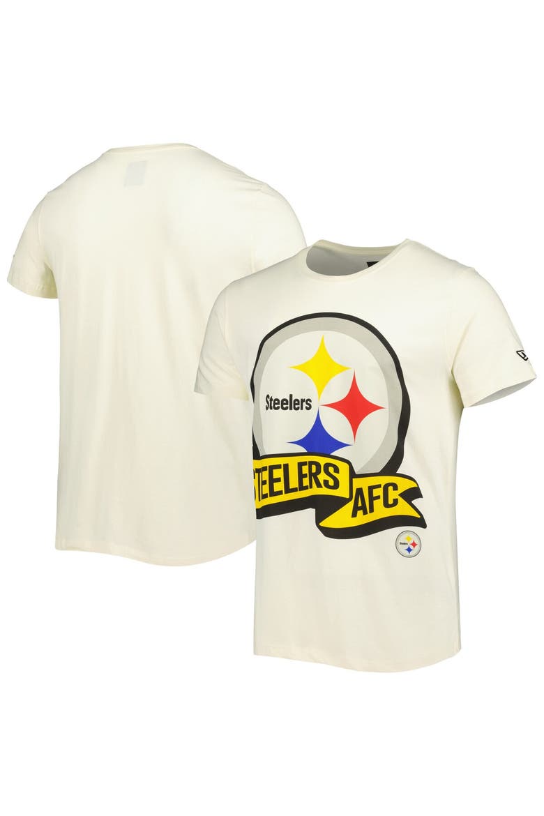 Men's New Era Cream Pittsburgh Steelers Sideline Chrome T-Shirt, Main, color, Cream