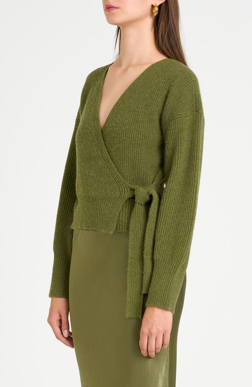 Shop Wayf Terri Bouclé Rib Wrap Sweater In Olive